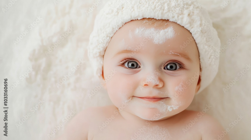 Closeup of a newborn baby s soft delicate skin being gently cared for with soothing baby powder after a relaxing bath The powder helps keep the baby s skin dry smooth Closeup of a newborn baby s soft delicate skin being gently cared for with soothing baby powder after a relaxing bath The powder helps keep the baby s skin dry smooth