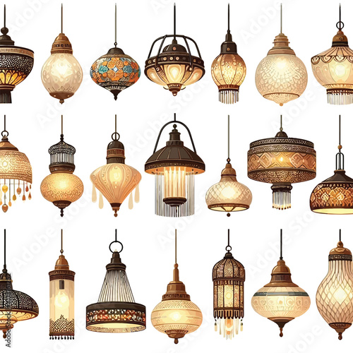Pendant lights Set vector illustration2.eps