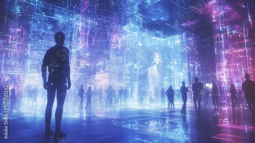 Wallpaper Mural Virtual Influencer Interacting in a Holographic Space Torontodigital.ca