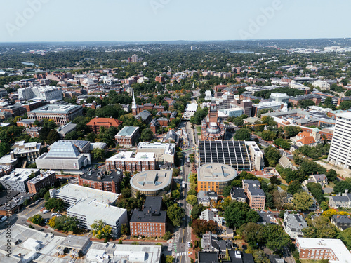 Bird eye view of Harvard Yard, Cambridge, Massachusetts, USA.