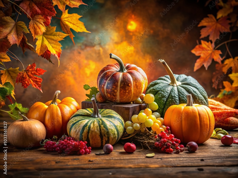 Seamless Surreal Pattern of Ripe Pumpkins and Vines for Autumn Harvest Decor Seamless Surreal Pattern of Ripe Pumpkins and Vines for Autumn Harvest Decor