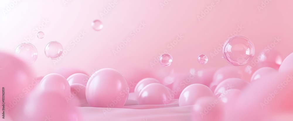 Pink bubbles and spheres Pink bubbles and spheres