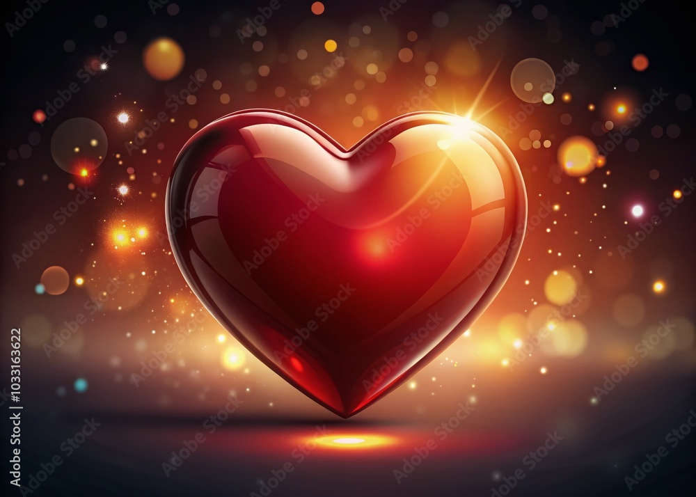 Shining Crystal Red Heart with Bokeh Effect on Dark Background - Vector Illustration Shining Crystal Red Heart with Bokeh Effect on Dark Background - Vector Illustration