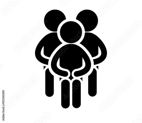 座っているシンプルな人のアイコン　3人
