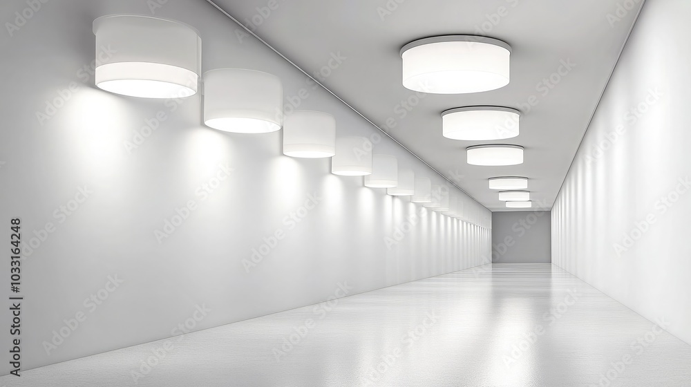 Obraz premium Modern Minimalist Hallway with Bright Lighting