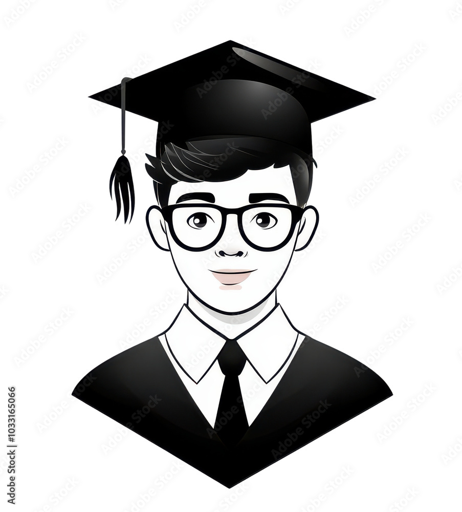 Student wearing graduation cap and gown