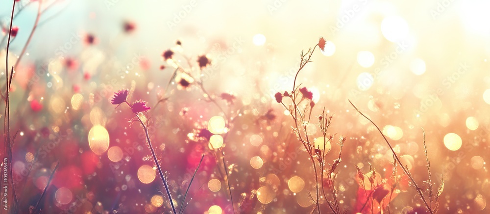 Sunlit Meadow with Dewy Flowers Sunlit Meadow with Dewy Flowers