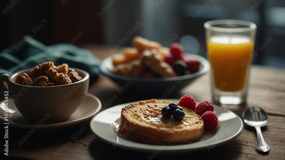 Breakfast delight: coffee and fresh bread. Breakfast delight: coffee and fresh bread.