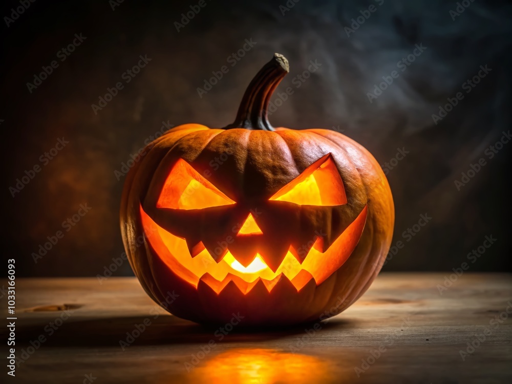 Spooky Halloween Pumpkin with Jagged Mouth - Minimalist Cartoon Face Art Spooky Halloween Pumpkin with Jagged Mouth - Minimalist Cartoon Face Art