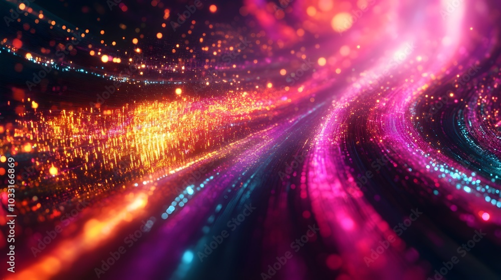 Fototapeta premium Abstract Swirling Lights in Pink, Orange, and Blue