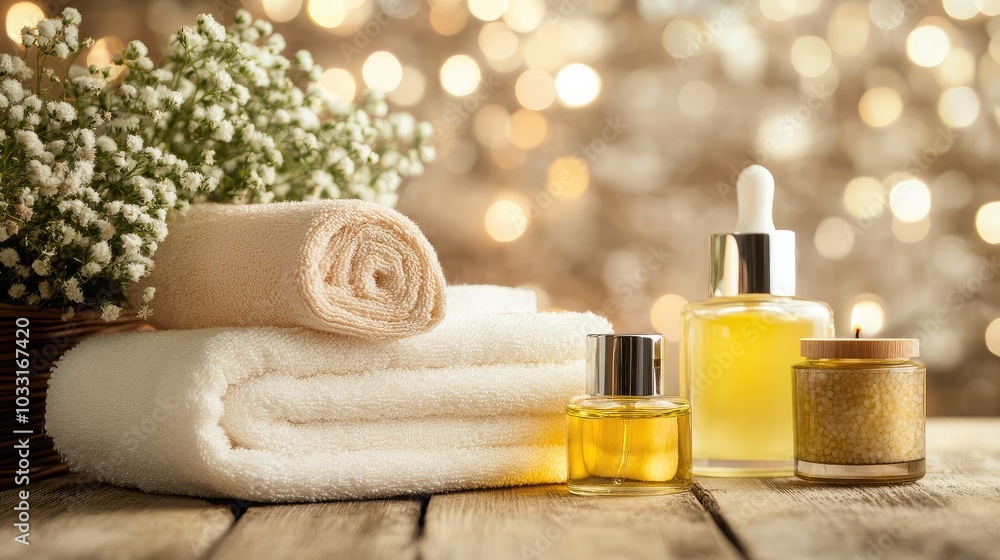 Spa Essentials with Soft Towels and Natural Oils