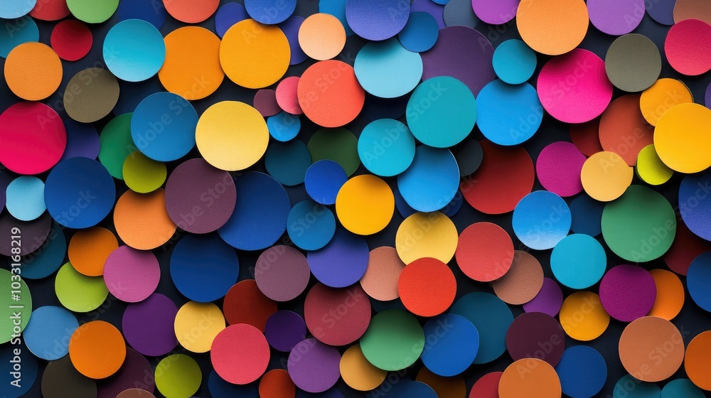 Vibrant Circles in Vivid Colors on Textured Surface Vibrant Circles in Vivid Colors on Textured Surface