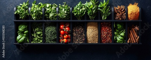 Stunning Down View of Array of Fresh Ingredients