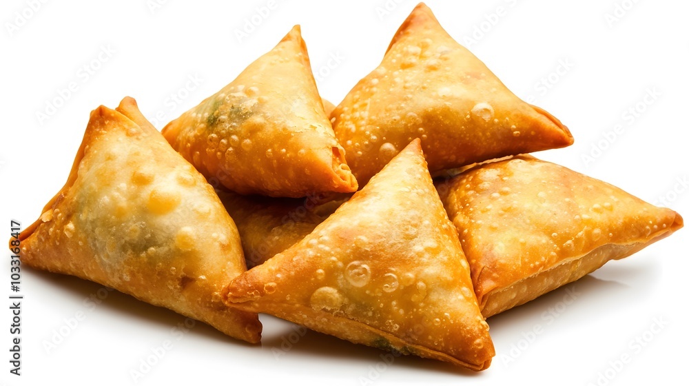Vegetable Samosas on a White Background. Vegetable Samosas on a White Background.