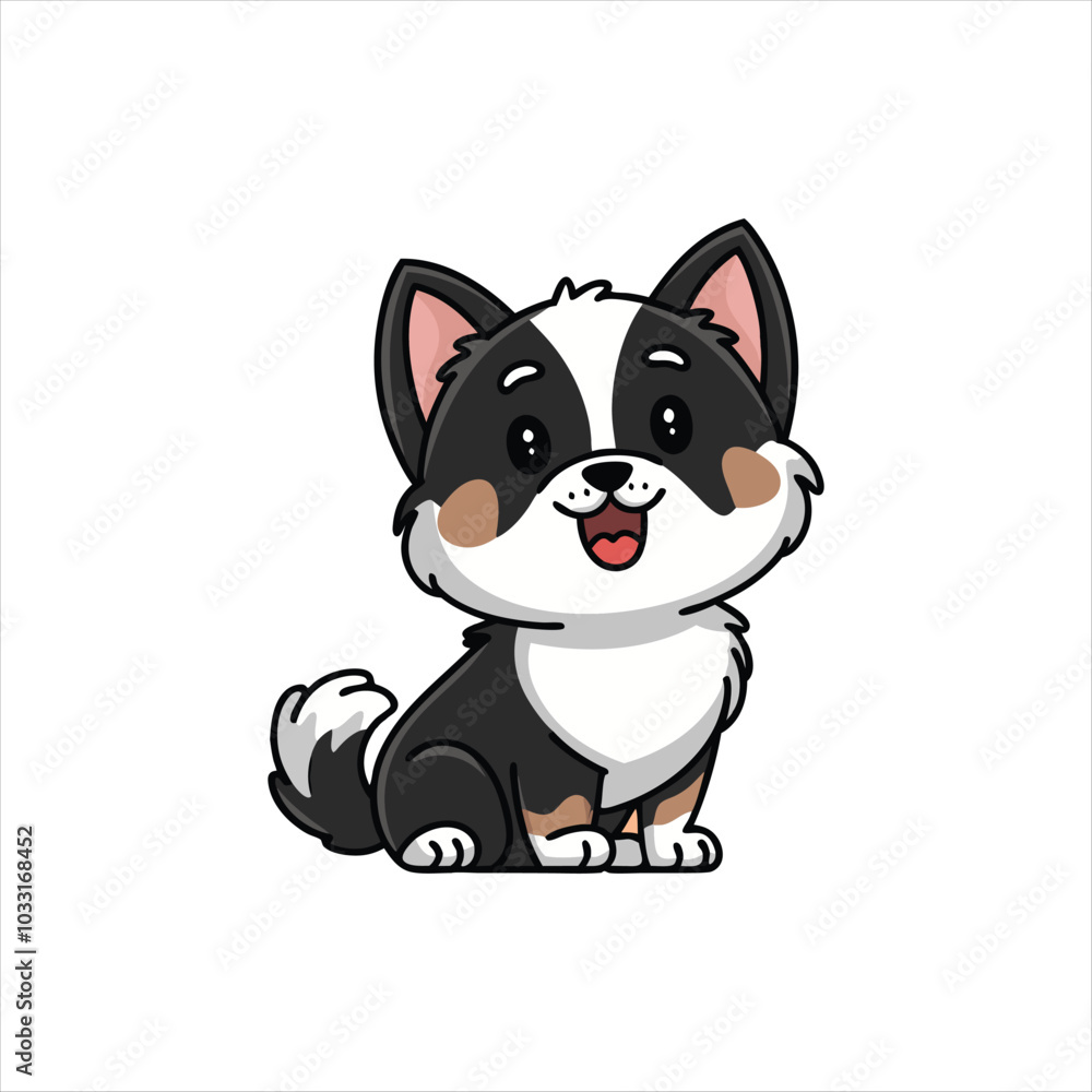 Happy Border Collie Vector Art Cartoon Style Illustration Happy Border Collie Vector Art Cartoon Style Illustration
