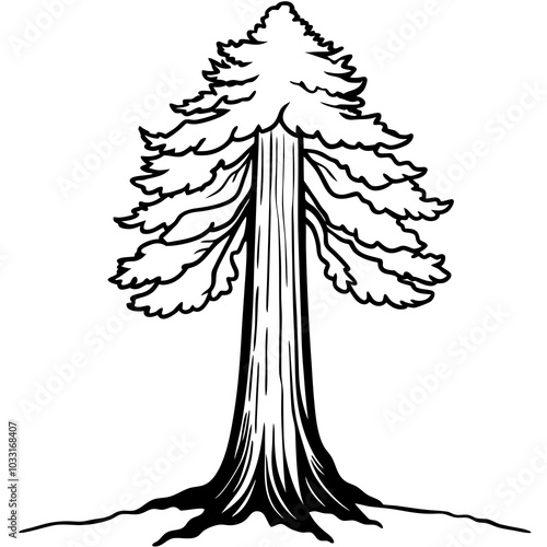 Giant sequoia line art
