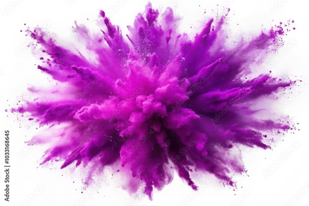 Fototapeta premium bright purple paint color powder festival explosion burst isolated white background