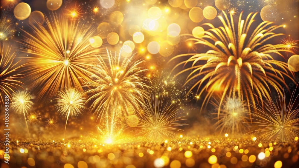 Stunning Double Exposure of Gold Fireworks and Bokeh for New Year Celebrations Stunning Double Exposure of Gold Fireworks and Bokeh for New Year Celebrations