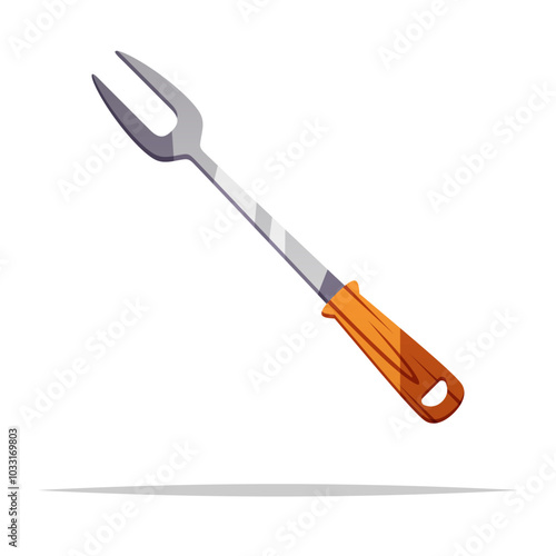 Grilling fork for barbecue vector isolated illustration