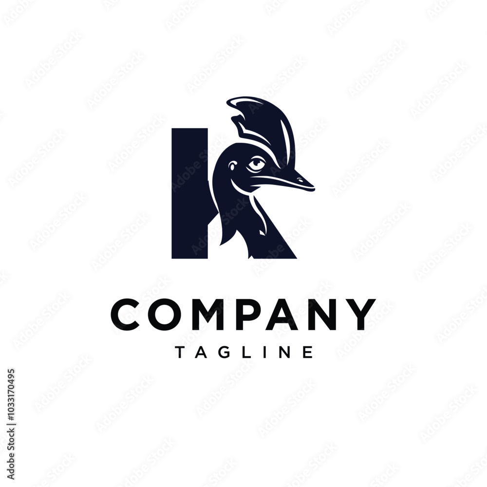 Fototapeta premium Letter K Cassowary Bird logo icon vector