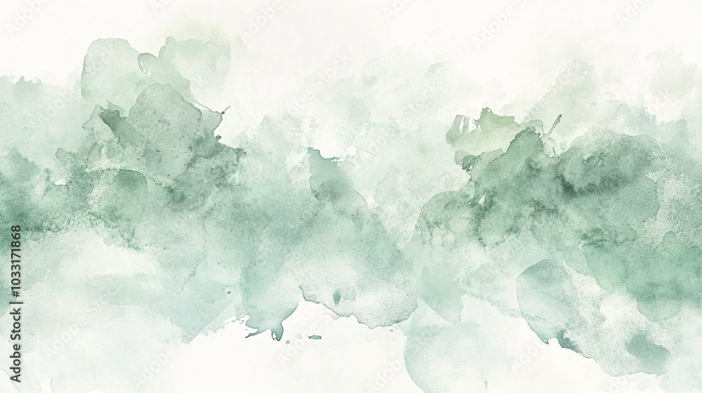 Fototapeta premium A soft and soothing watercolor border in shades of mint and cream