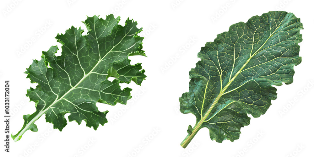 3D model of a fresh, green kale leaf, ultra-sharp and clear, isolated on white background 3D model of a fresh, green kale leaf, ultra-sharp and clear, isolated on white background