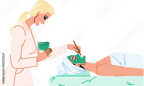 toning facial treatment vector. moisturizing antiaging, acne mask, serum peel toning facial treatment character. people flat cartoon illustration