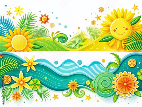 Summer Themed Colorful Banner Background with Copy Space for Visual Appeal in Architectural Photography