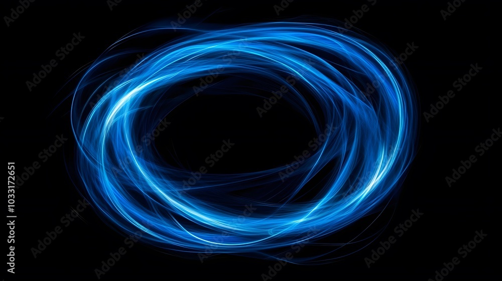 Abstract Blue Light Trails Form a Circular Shape Abstract Blue Light Trails Form a Circular Shape