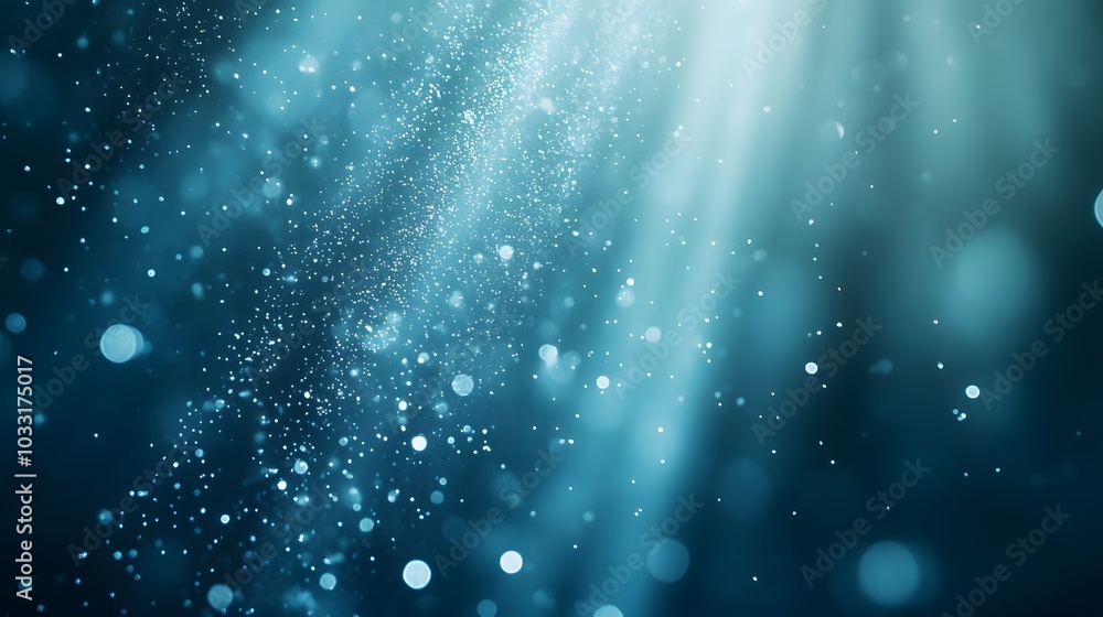 Fototapeta premium Abstract Blue Background with Glimmering Lights and Bokeh