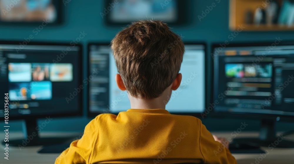Parent Attending an Important Virtual Meeting While Navigating Work From Home Distractions and Challenges in the Background Parent Attending an Important Virtual Meeting While Navigating Work From Home Distractions and Challenges in the Background