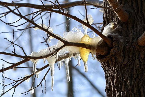 Sap from Trees When trees are cut or branches break sap can spla photo