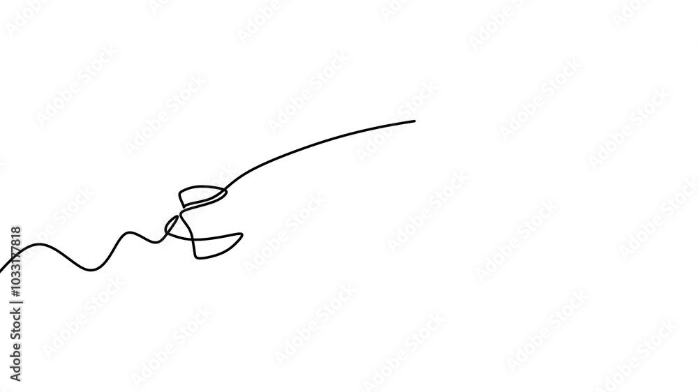 Continuous drawing line art of hot air balloon with black line and white background. One line