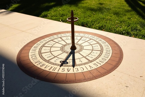 Sundial shadow naturally tracking time with a moving I photo