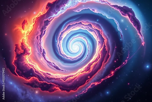 _ . Cosmic Galaxy A stylized galaxy with vibrant colors, a spira