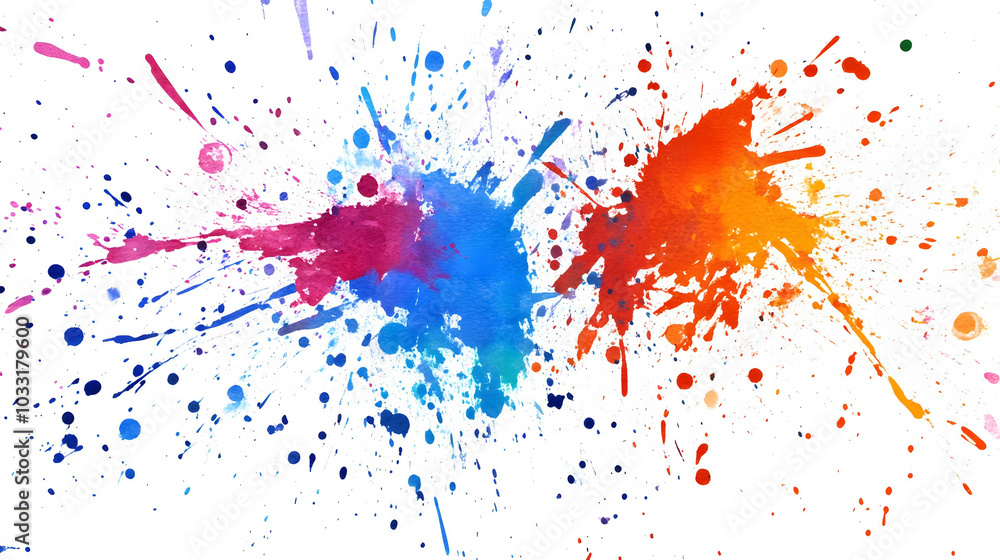 Vibrant paint splatter on a minimalist canvas, bold flat colors create an energetic and dynamic visual experience. Vibrant paint splatter on a minimalist canvas, bold flat colors create an energetic and dynamic visual experience.