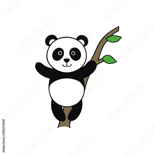 panda with a branch