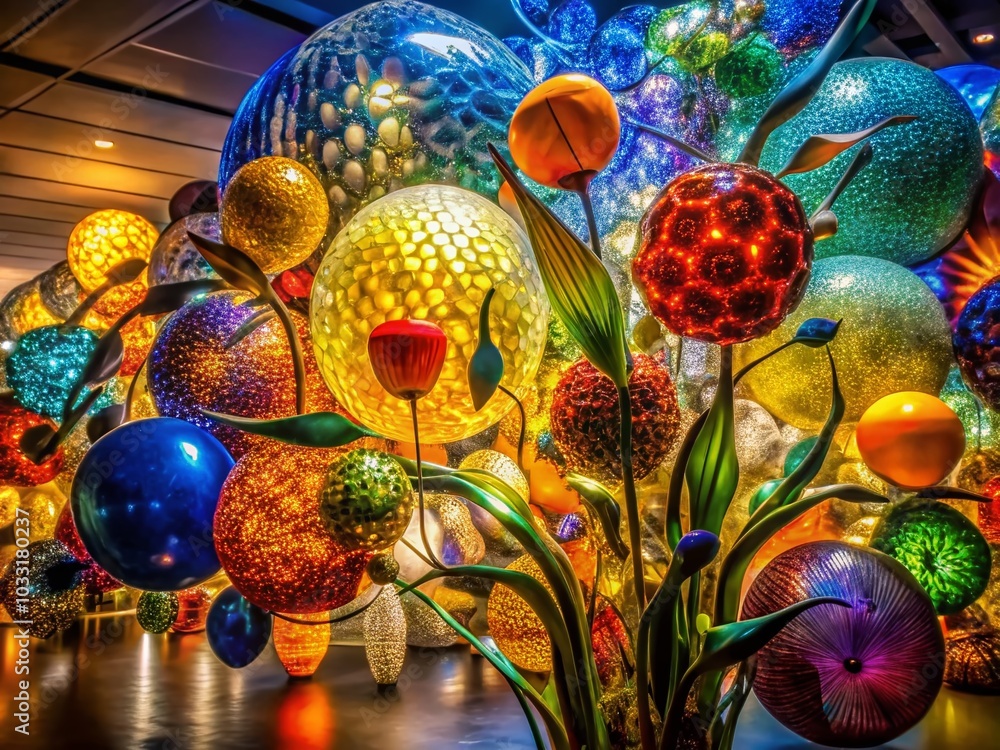 Obraz premium Vibrant BioDesign Glass Sculpture - Abstract Art Display for Luxury Decor and Gallery Exhibition