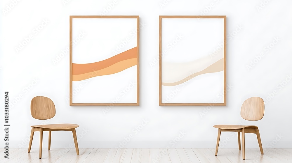 Abstract Wave Prints in Neutral Tones - A Minimalist Art Pair for a Modern Home. AI Generated Abstract Wave Prints in Neutral Tones - A Minimalist Art Pair for a Modern Home. AI Generated
