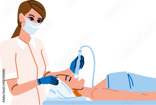skin microdermabrasion procedure vector. rejuvenation treatment, facial glow, smooth texture skin microdermabrasion procedure character. people flat cartoon illustration