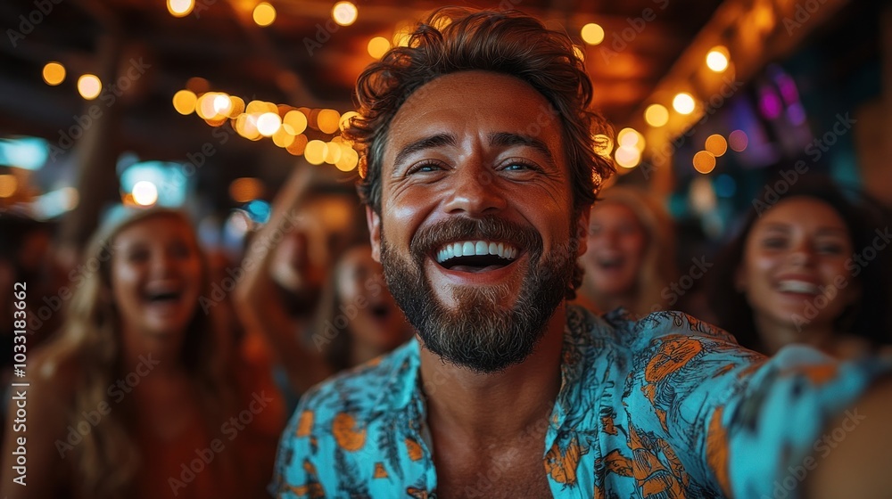 A joyful group of friends enjoying a lively moment at a social gathering. A joyful group of friends enjoying a lively moment at a social gathering.