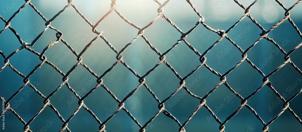 Chain-link Fence Against a Blue Sky Chain-link Fence Against a Blue Sky