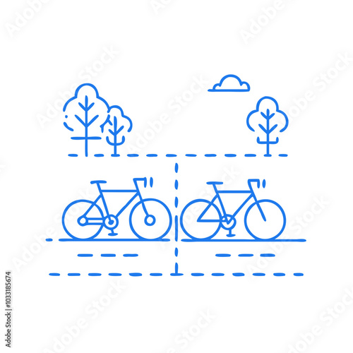 icon showing bike path and bicycles