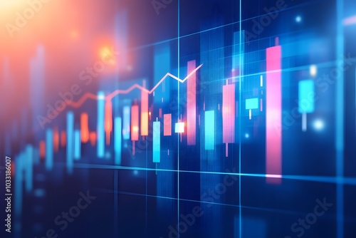 Wallpaper Mural A stock market graph with rising candlestick charts, representing an uptrending financial dashboard background.  Torontodigital.ca