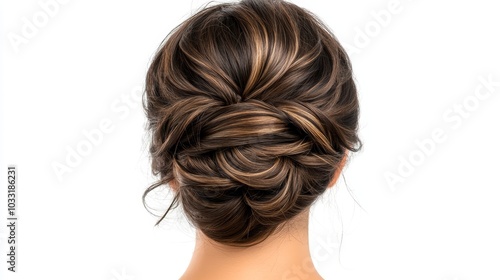 A stylish braided bun hairstyle showcasing intricate weaving, ideal for elegant occasions and adding sophistication to any look.