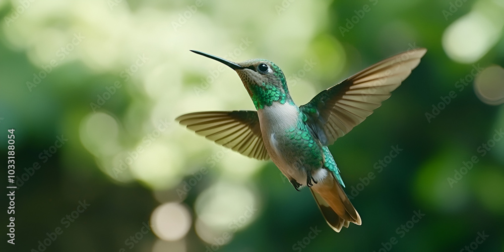 Fototapeta premium Beautiful Hummingbird Feeding on Vibrant Red and Yellow Feeder