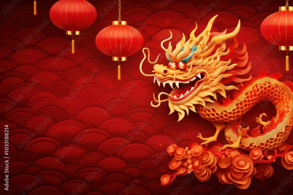 Obraz premium Chinese festival lantern dragon.