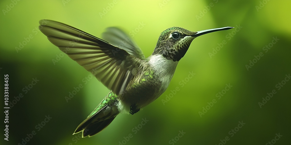 Fototapeta premium Beautiful Hummingbird Feeding on Vibrant Red and Yellow Feeder