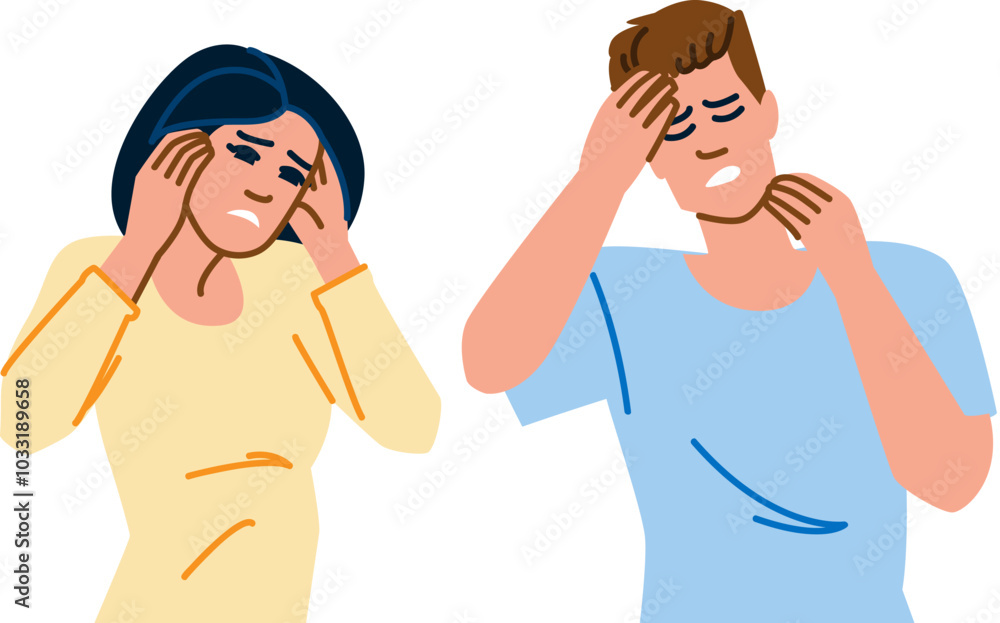 migraine stress headache vector. anxiety pain, relief trigger, pressure chronic migraine stress headache character. people flat cartoon illustration migraine stress headache vector. anxiety pain, relief trigger, pressure chronic migraine stress headache character. people flat cartoon illustration