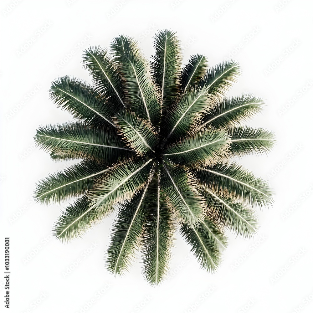 Lush Palm Tree Fronds In Tropical Paradise On White Background Lush Palm Tree Fronds In Tropical Paradise On White Background